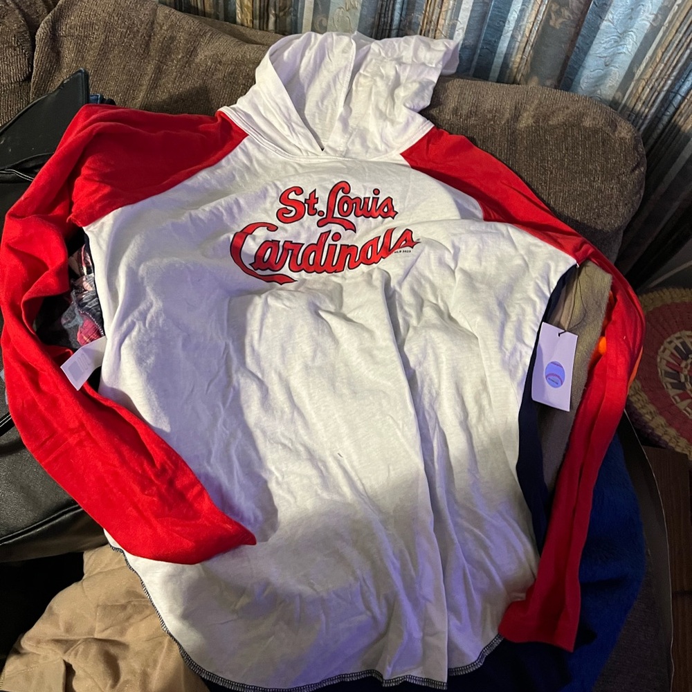 Essentials Red and White Graphic Hoodie